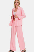 Load image into Gallery viewer, Zenana Button Down Long Sleeve Top and Pants Lounge Set
