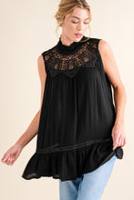 Load image into Gallery viewer, And The Why Lace Detail Sleeveless Ruffled Top
