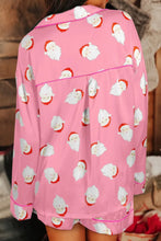 Load image into Gallery viewer, Santa Collared Neck Long Sleeve Top and Shorts Lounge Set
