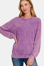 Load image into Gallery viewer, Zenana Washed Round Neck Dropped Shoulder Sweatshirt

