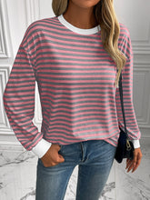 Load image into Gallery viewer, Ivy Lane Striped Round Neck Long Sleeve Sweatshirt
