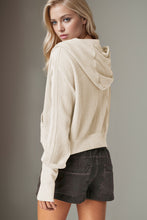 Load image into Gallery viewer, Double Take Waffle-Knit Zip Up Long Sleeve Hooded Jacket
