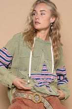 Load image into Gallery viewer, POL Star Patchwork Raw Edge French Terry Hoodie
