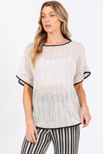 Load image into Gallery viewer, GeeGee Contrast Trim Short Sleeve Knit Cover Up
