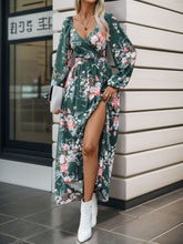 Load image into Gallery viewer, Perfee Slit Printed Surplice Long Sleeve Maxi Dress
