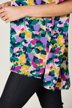 Load image into Gallery viewer, Double Take Full Size Printed V-Neck Short Sleeve Side Slit Top
