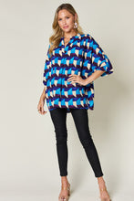 Load image into Gallery viewer, Double Take Full Size Geometric Notched Half Sleeve Blouse
