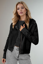 Load image into Gallery viewer, Double Take Waffle-Knit Zip Up Long Sleeve Hooded Jacket
