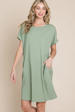 Load image into Gallery viewer, BOMBOM Ribbed Round Neck Short Sleeve Dress
