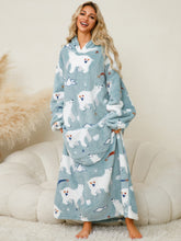 Load image into Gallery viewer, Fuzzy Pocketed Long Sleeve Hooded Lounge Dress
