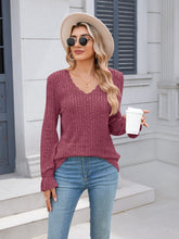 Load image into Gallery viewer, Lace Detail V-Neck Long Sleeve T-Shirt
