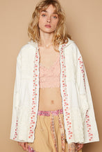 Load image into Gallery viewer, POL Embroidered Lace Patch Zip Up Hooded Jacket
