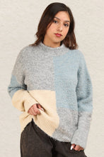 Load image into Gallery viewer, VERY J Color Block Mock Neck Drop Shoulder Sweater
