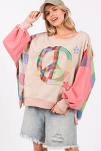 Load image into Gallery viewer, SAGE + FIG Full Size Contrast Peace Patch Dropped Shoulder Sweatshirt
