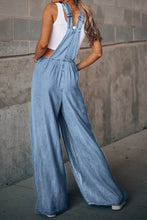 Load image into Gallery viewer, Distressed Wide Leg Denim Overalls
