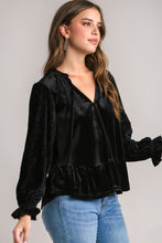 Load image into Gallery viewer, Umgee Babydoll Tie Neck Flounce Sleeve Blouse
