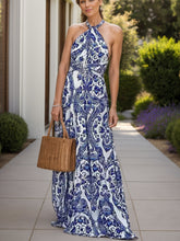 Load image into Gallery viewer, Backless Printed Sleeveless Dress
