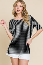 Load image into Gallery viewer, BOMBOM Striped Round Neck T-Shirt
