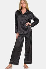 Load image into Gallery viewer, Zenana Satin Long Sleeve Shirt and Pants Pajama Set
