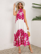 Load image into Gallery viewer, Tied Printed Sleeveless Midi Dress
