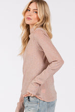 Load image into Gallery viewer, SAGE + FIG Glitter Mock Neck Lettuce Hem Long Sleeve Top
