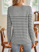 Load image into Gallery viewer, Lovelet Striped Round Neck Long Sleeve T-Shirt
