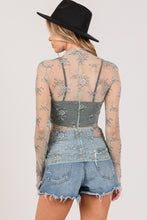 Load image into Gallery viewer, SAGE + FIG Mesh Long Sleeve Sheer Floral Embroidery Top
