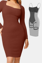 Load image into Gallery viewer, Basic Bae Full Size Built-In Shapewear Square Neck Long Sleeve Dress
