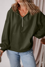 Load image into Gallery viewer, Pocketed Half Zip Dropped Shoulder Hoodie
