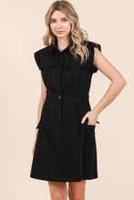 Load image into Gallery viewer, Mittoshop Cargo Pocket Half Button Mini Dress
