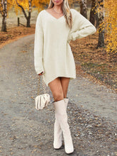 Load image into Gallery viewer, V-Neck Dropped Shoulder Sweater Dress
