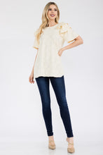 Load image into Gallery viewer, Celeste Full Size Ruffle Layered Short Sleeve Daisy Floral Top
