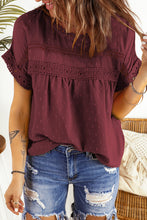 Load image into Gallery viewer, Swiss Dot Decorative Button Short Sleeve Blouse
