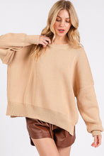 Load image into Gallery viewer, Mittoshop Side Slit Round Neck Drop Shoulder Sweater
