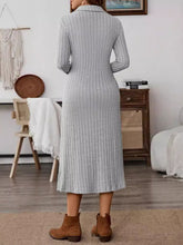 Load image into Gallery viewer, Collared Neck Long Sleeve Midi Dress
