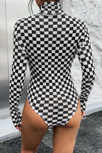 Load image into Gallery viewer, Checkered Turtleneck Long Sleeve Bodysuit

