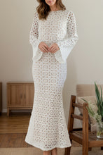 Load image into Gallery viewer, Lace Backless Round Neck Flare Sleeve Dress
