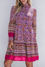 Load image into Gallery viewer, Smocked Floral Turtleneck Long Sleeve Dress
