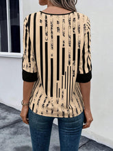 Load image into Gallery viewer, Striped Notched Half Sleeve Blouse
