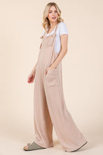 Load image into Gallery viewer, BOMBOM Knot Straps Wide Leg Ribbed Overalls with Pockets
