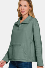 Load image into Gallery viewer, Zenana Turtleneck Half Snap Fleece Sweatshirt
