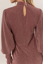 Load image into Gallery viewer, HYFVE Glitter Mock Neck Long Sleeve Mini Dress
