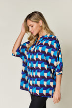 Load image into Gallery viewer, Double Take Full Size Geometric Notched Half Sleeve Blouse

