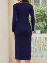 Load image into Gallery viewer, Quarter Button Long Sleeve Midi Dress
