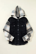 Load image into Gallery viewer, Drawstring Raw Hem Button Up Hooded Denim Jacket
