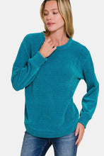 Load image into Gallery viewer, Zenana Chenille Waffle Round Neck Sweater
