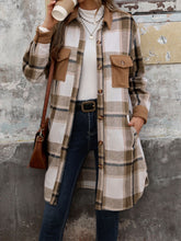 Load image into Gallery viewer, Perfee Plaid Button Up Long Sleeve Coat
