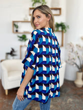 Load image into Gallery viewer, Double Take Full Size Geometric Notched Half Sleeve Blouse
