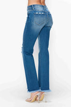 Load image into Gallery viewer, bytos Full Size Raw Hem Distressed Mid Rise Straight Jeans
