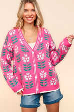 Load image into Gallery viewer, Haptics Full Size Floral Jacquard V-Neck Button Up Cardigan
